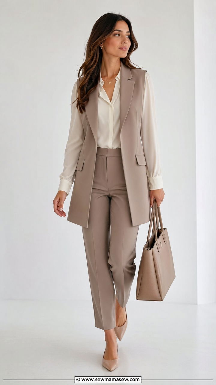 Longline Vest With Ankle Pants Court Outfit - 35 Courtroom outfit ideas