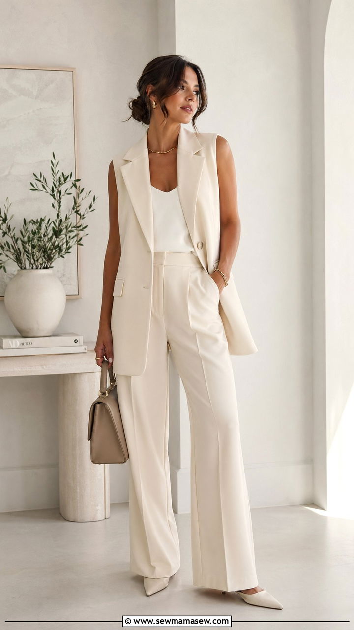 Longline Vest With Matching Trousers - 35 Cute work outfits for women