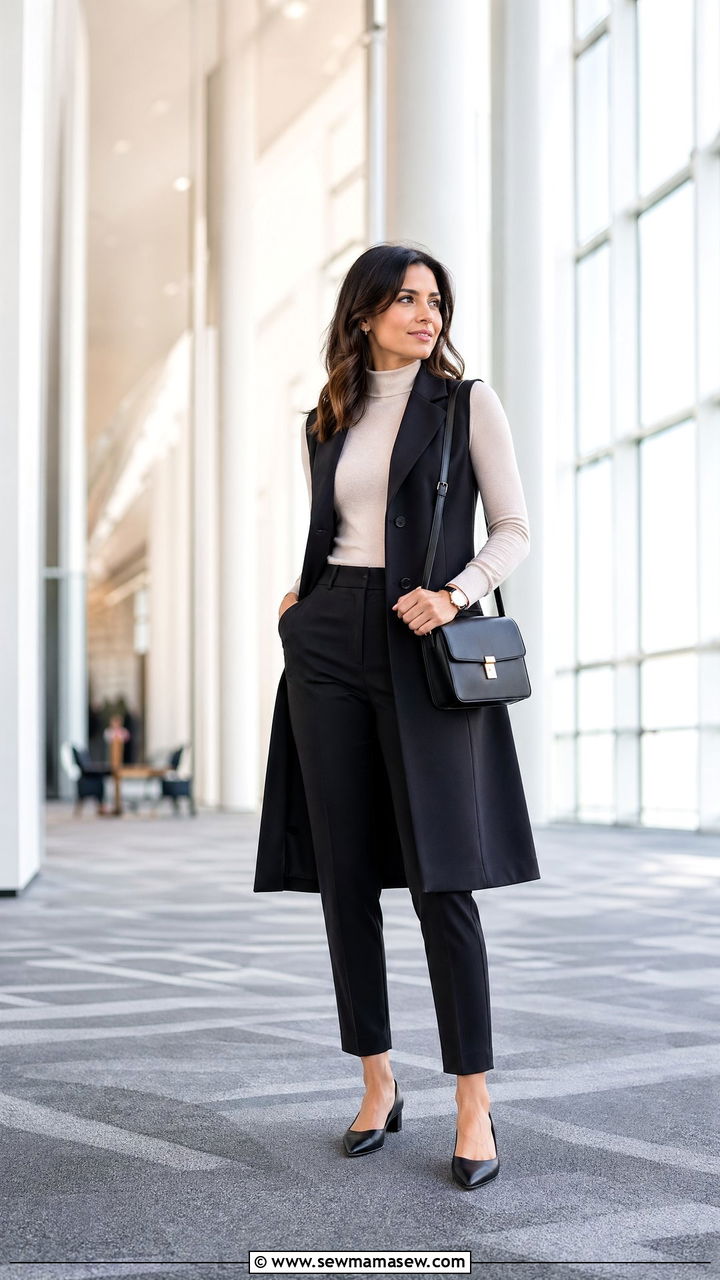 Longline Vest with Slim Fit Trousers - 35 Corporate event outfit ideas