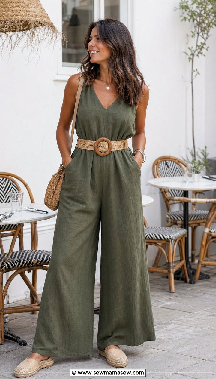 Loose Jumpsuit with Wide Legs - 30 80 degree weather outfits