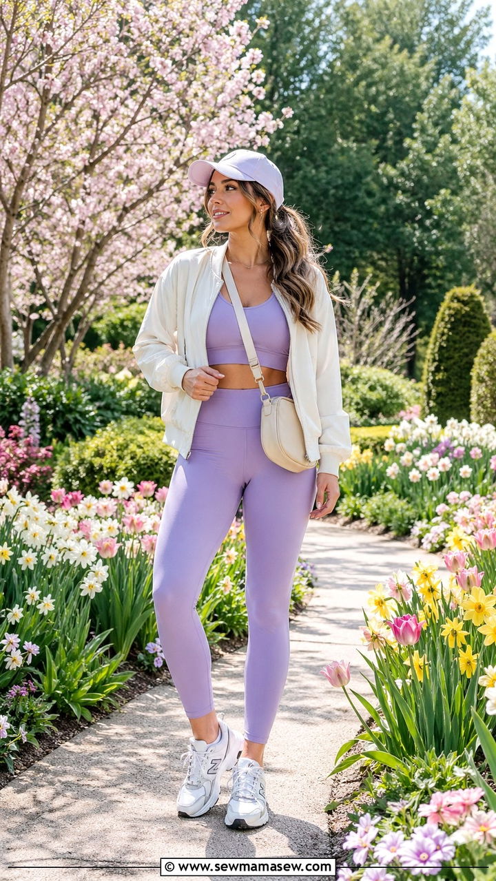 Matching Active Set with Lightweight Bomber Jacket - 30 spring athleisure outfit ideas