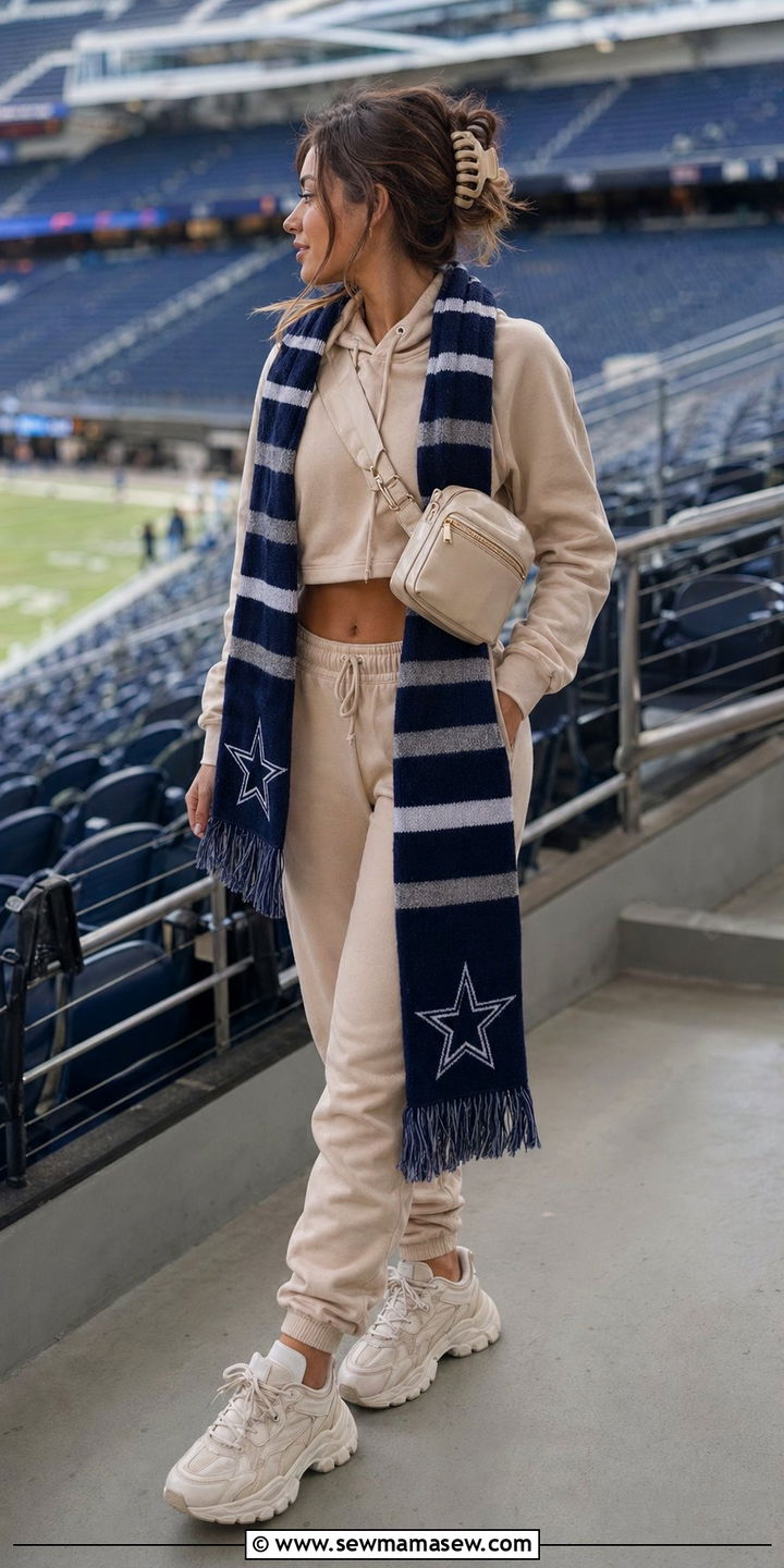 Matching Athleisure Set With Crop Hoodie And Joggers - 30 Baseball game outfit ideas