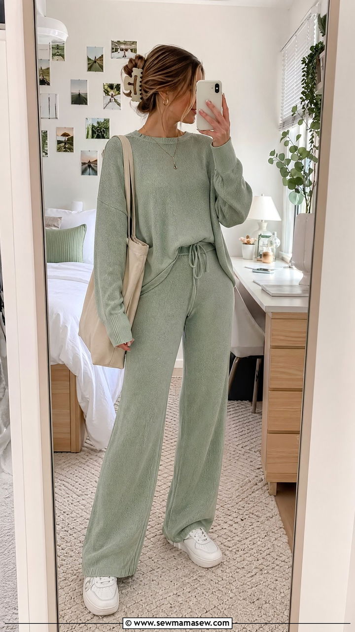 Matching Knit Lounge Set - 35 Spring outfits for college