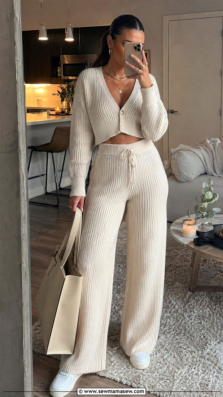 Matching Knit Lounge Set College Party Outfit - 35 College party outfit ideas