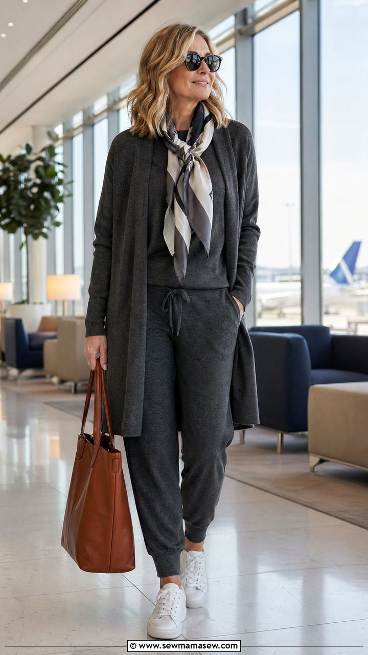Matching Knit Lounge Set For Airport Travel - 35 Vacation outfit ideas for women over 40