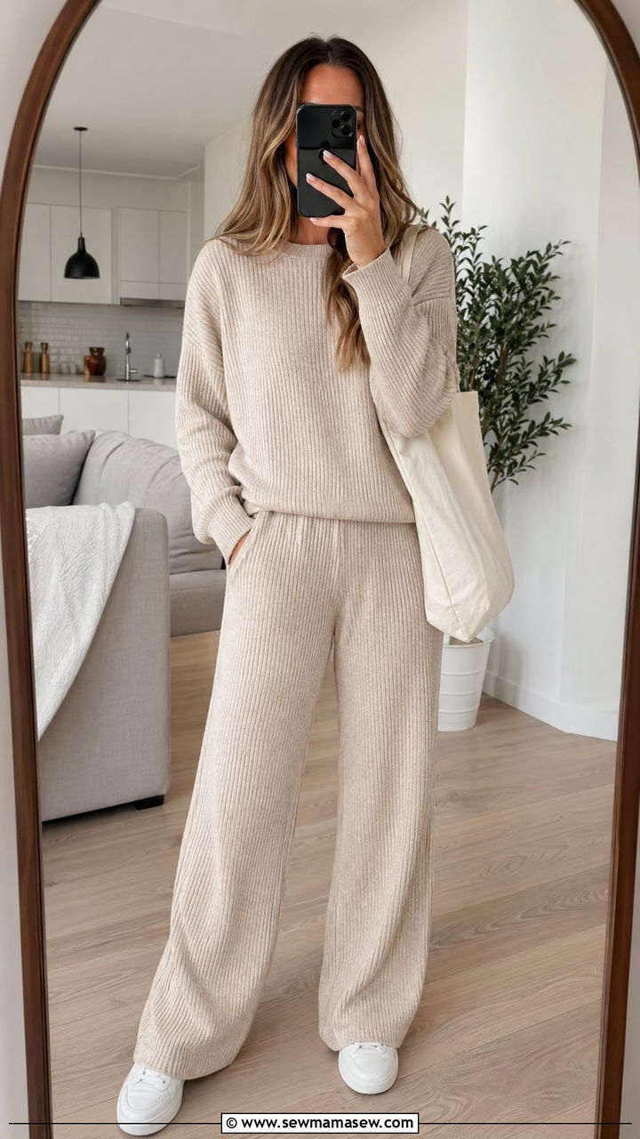 Matching Knit Lounge Set Outfit - 35 shopping day outfit ideas