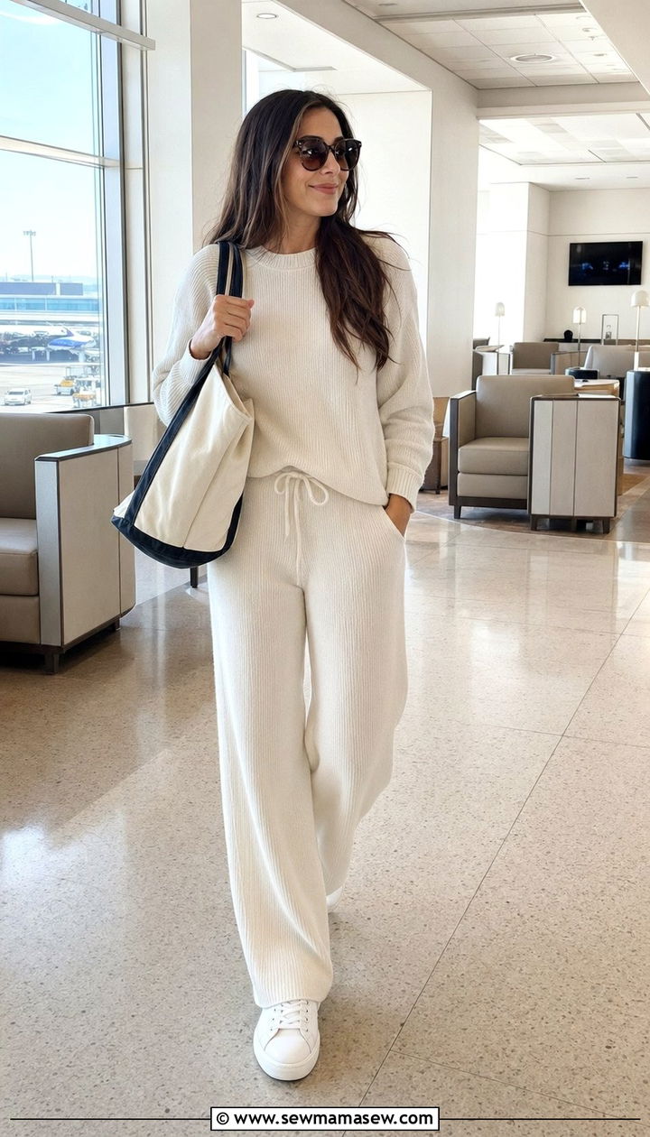 Matching Knit Lounge Set With Sneakers - 35 resort outfits for women