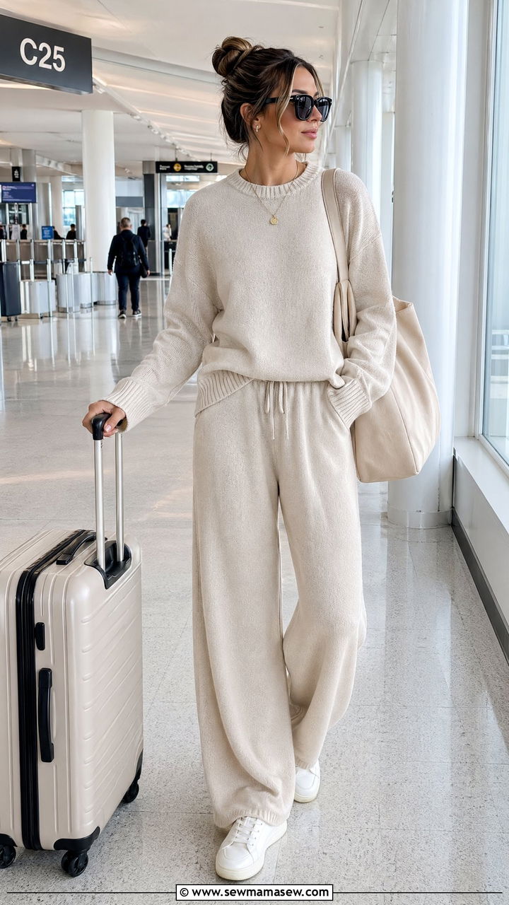 Matching Knit Lounge Set With an Oversized Tote and Sneakers - 40 trendy outfits for women