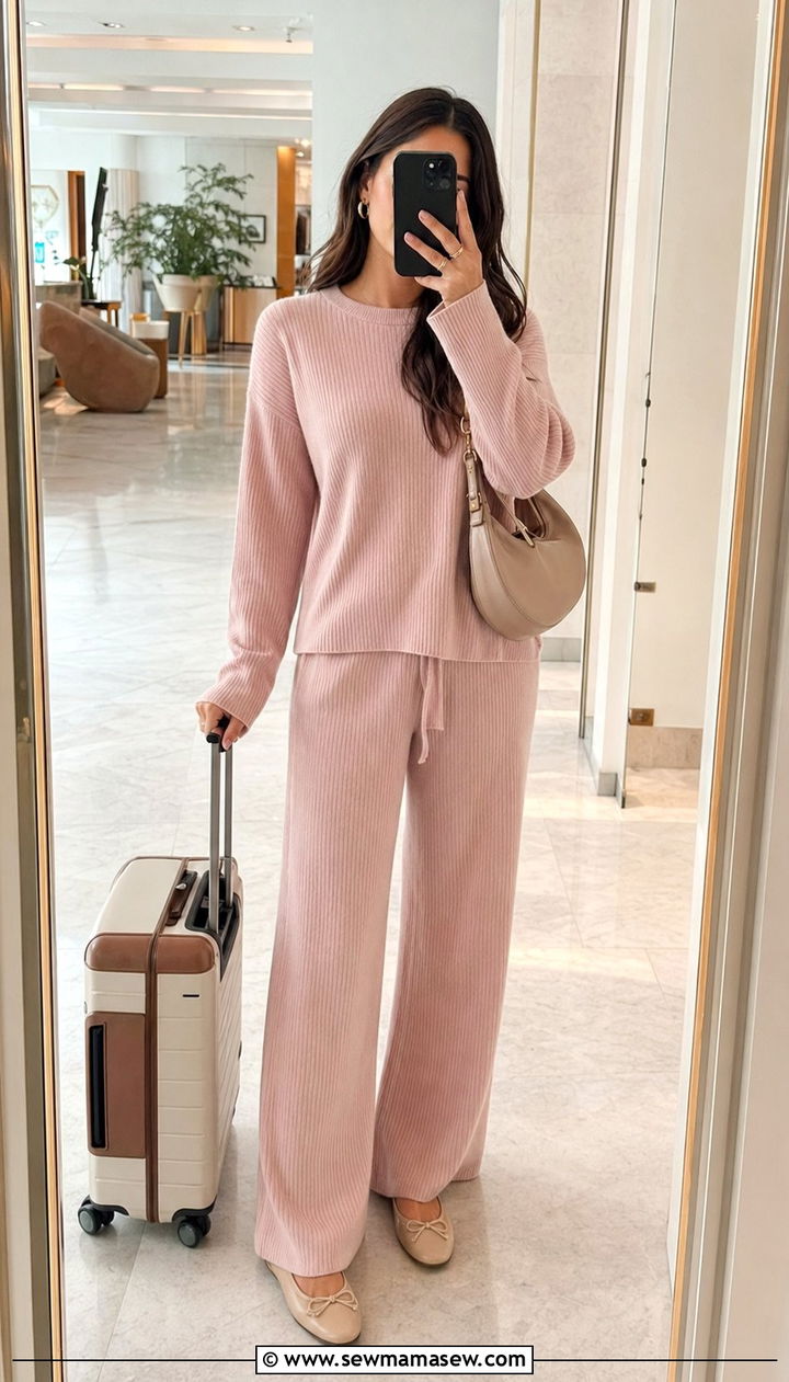 Matching Knit Lounge Set for Travel Airport Outfit - 30 Airport outfit ideas warm weather destination