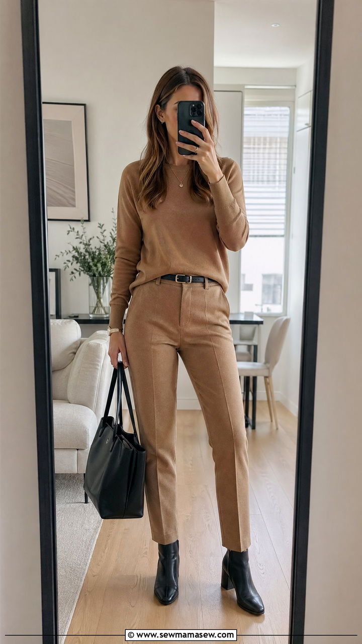 Matching Knit Two Piece Set With Ankle Boots - 35 Classic business casual outfits