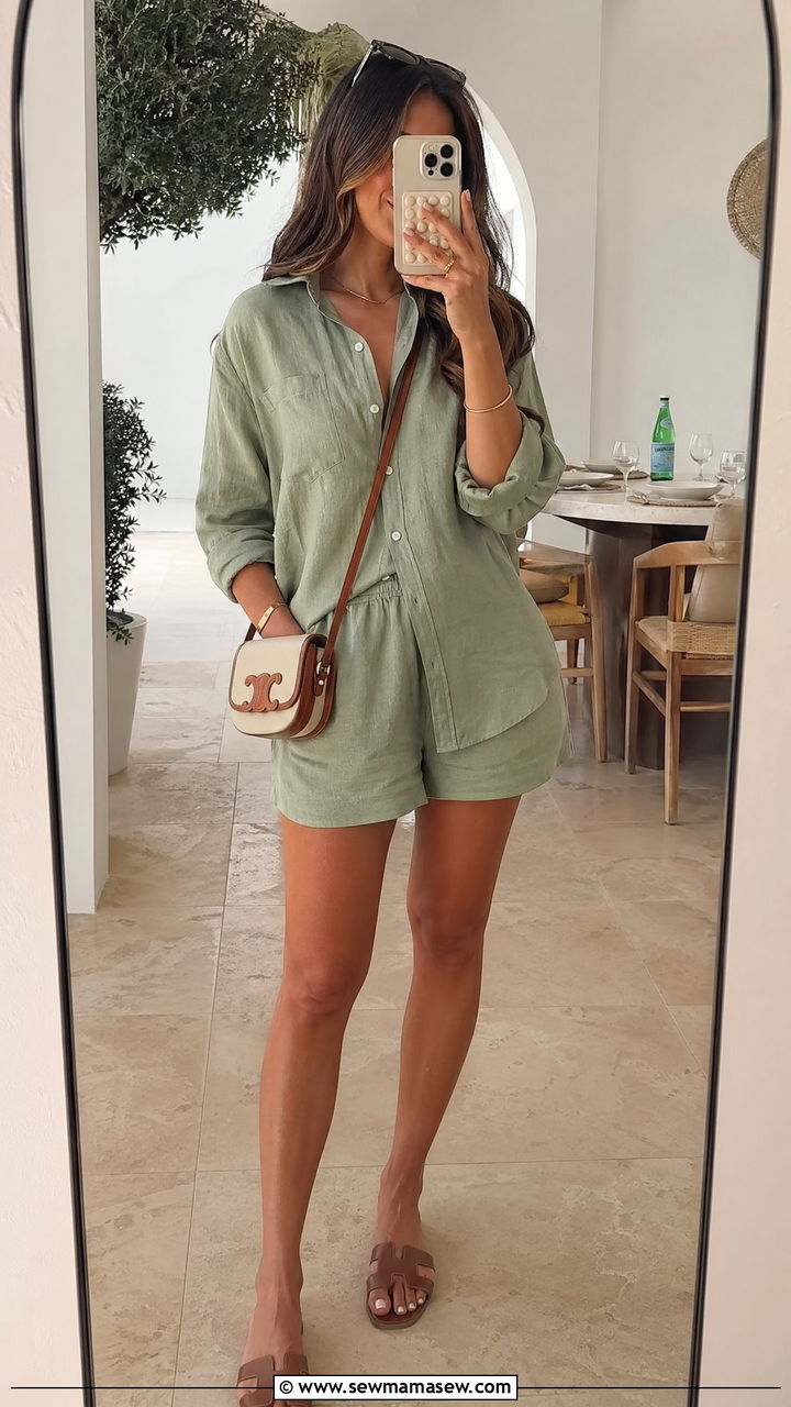 Matching Linen Co Ord Set Summer Brunch Outfit - 35 summer brunch outfit ideas