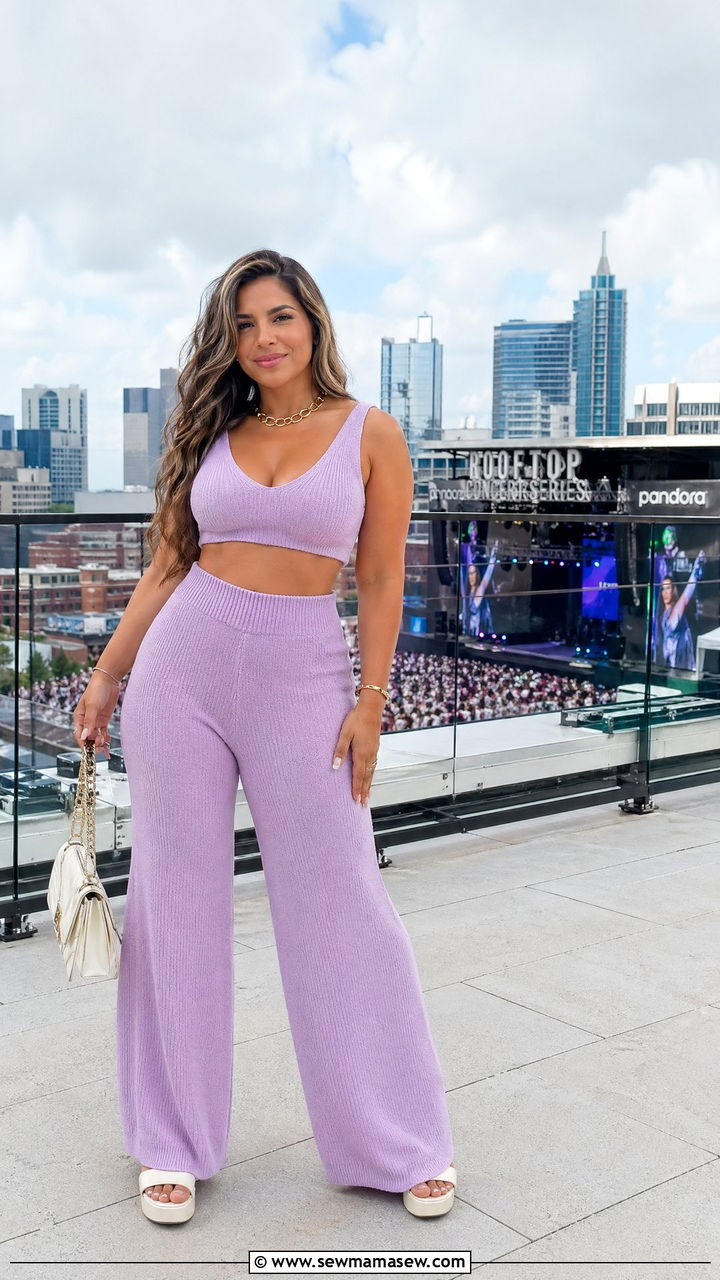 Matching Lounge Set Crop Top and Wide Leg Pants Concert Look - 35 Concert outfits for curvy women