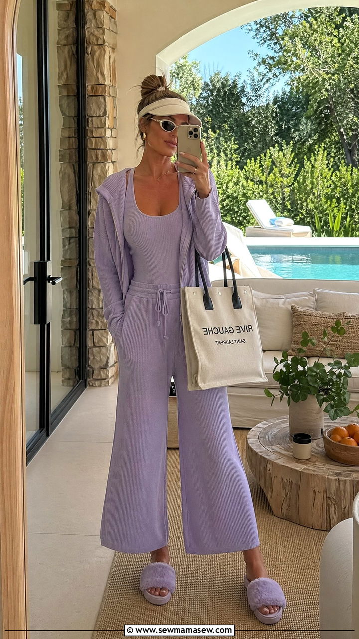 Matching Lounge Set With a Tank Swimsuit - 35 Summer pool outfits
