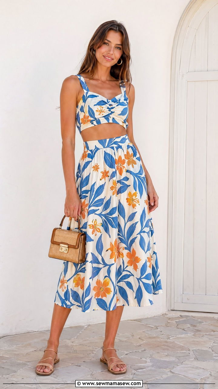 Matching Printed Set With Strappy Sandals - 35 What to wear for a summer picnic
