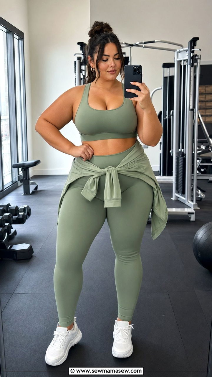 Matching Sports Bra and Leggings Set Plus Size - 35 Plus size gym outfit ideas