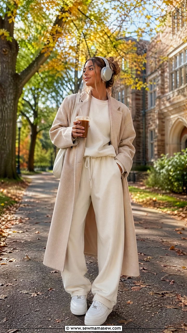 Matching Sweat Set With Platform Sneakers - 35 college outfits 2026