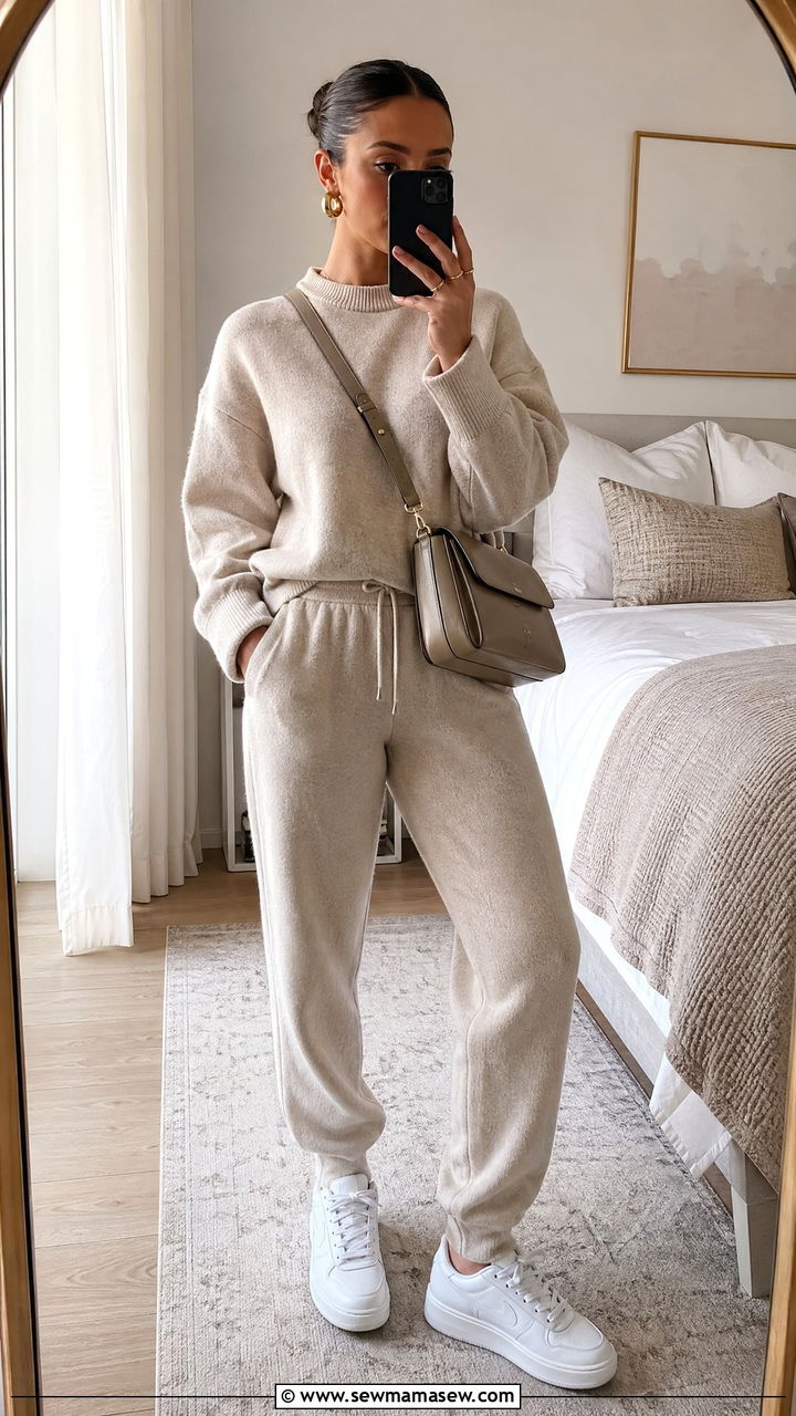 Matching Sweatsuit Set With White Sneakers - 35 Sporty chic outfit ideas for errands