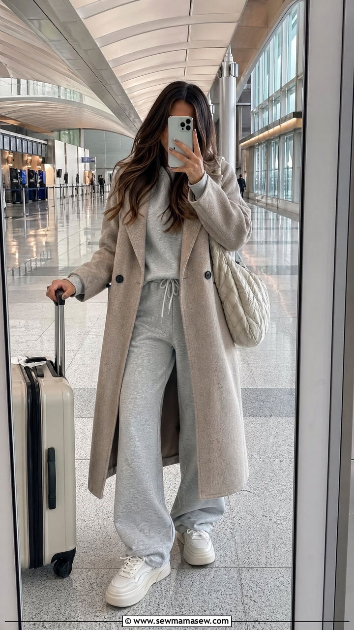 Matching Sweatsuit With Platform Sneakers - 35 Spring travel outfit ideas 2026