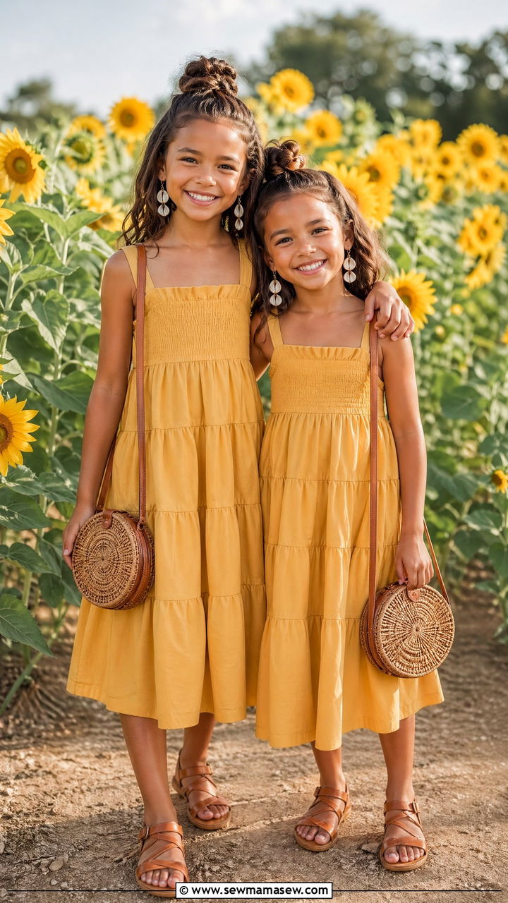 Matching Tiered Midi Dresses Sisters - 35 Summer matching outfits for sisters