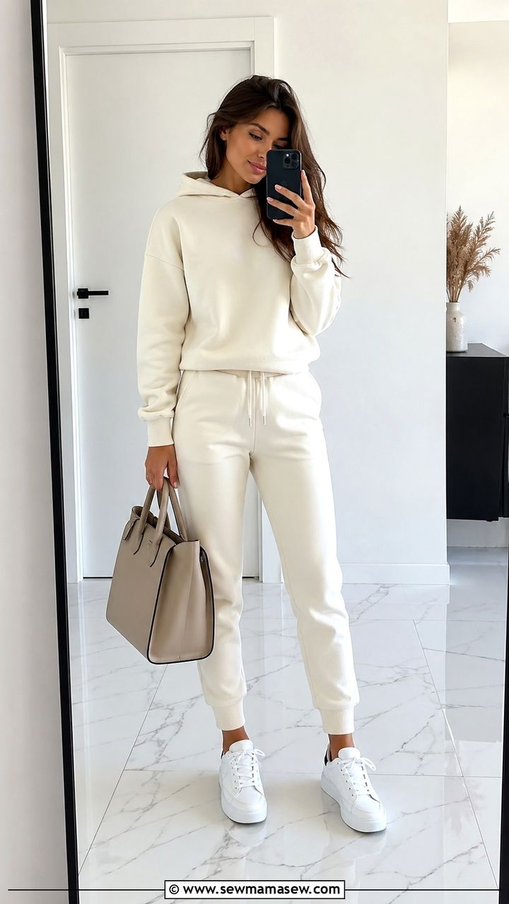 Matching Track Jacket and Pants With White Sneakers - 30 Sporty chic outfit ideas with sneakers