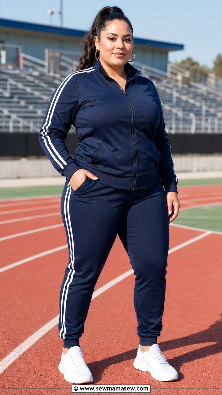 Matching Two Piece Track Set Outfit - 35 Plus size gym outfit ideas