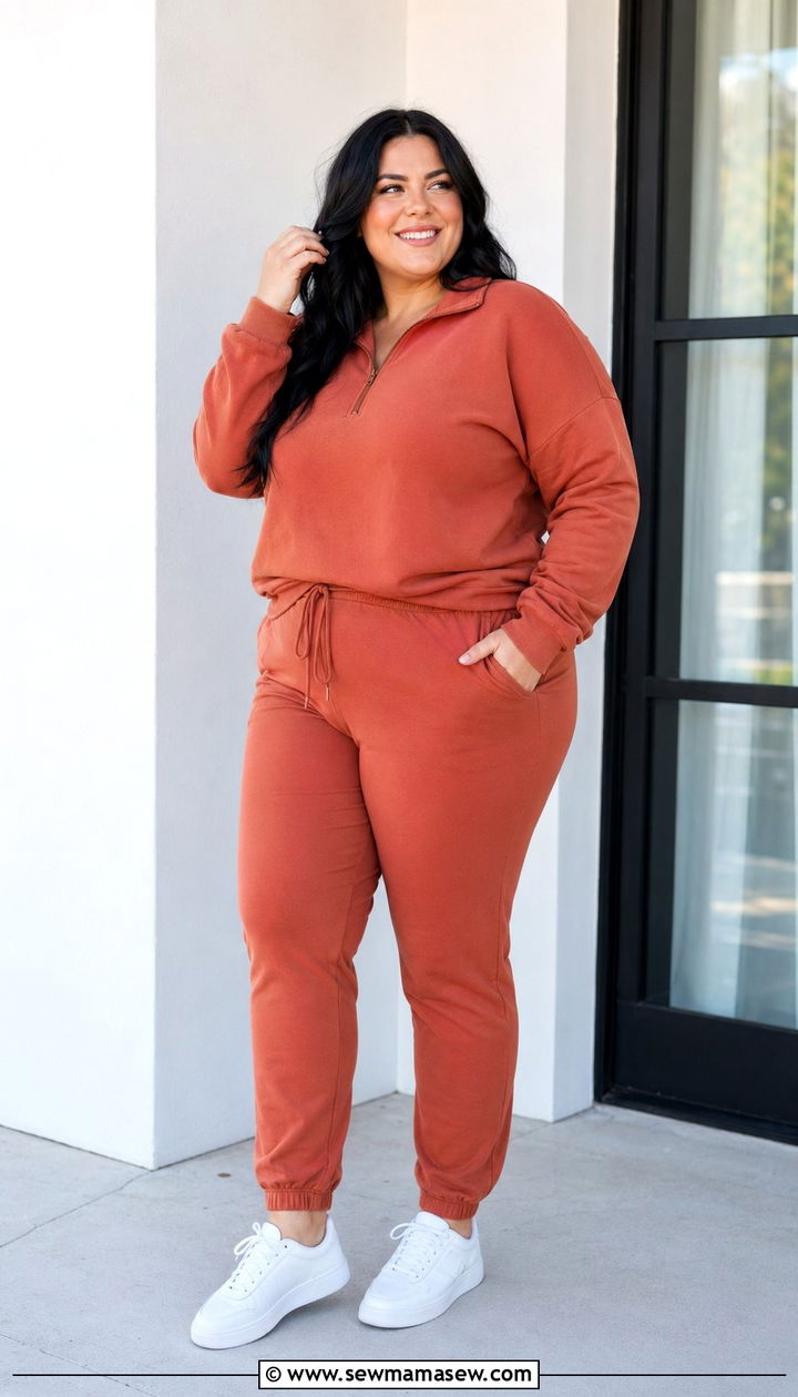 Matching Two Piece Track Set - 35 Plus size workout outfit ideas