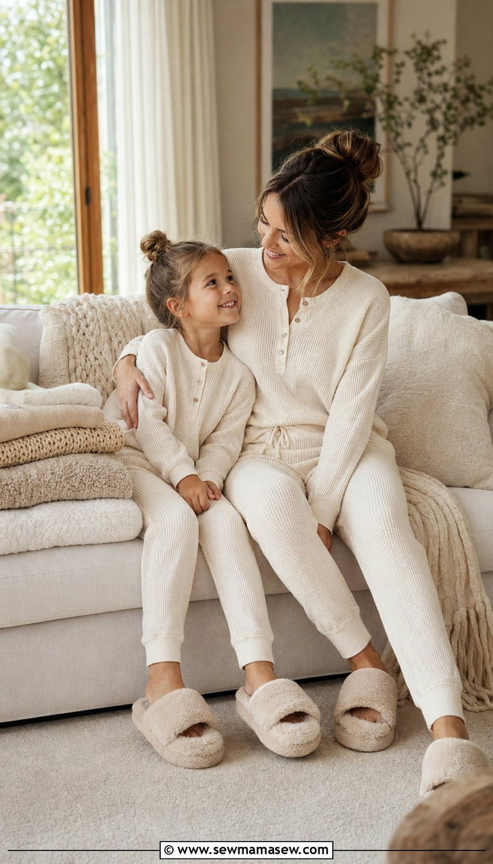 Matching Waffle Knit Loungewear Set - 35 Mother's Day matching set outfit ideas