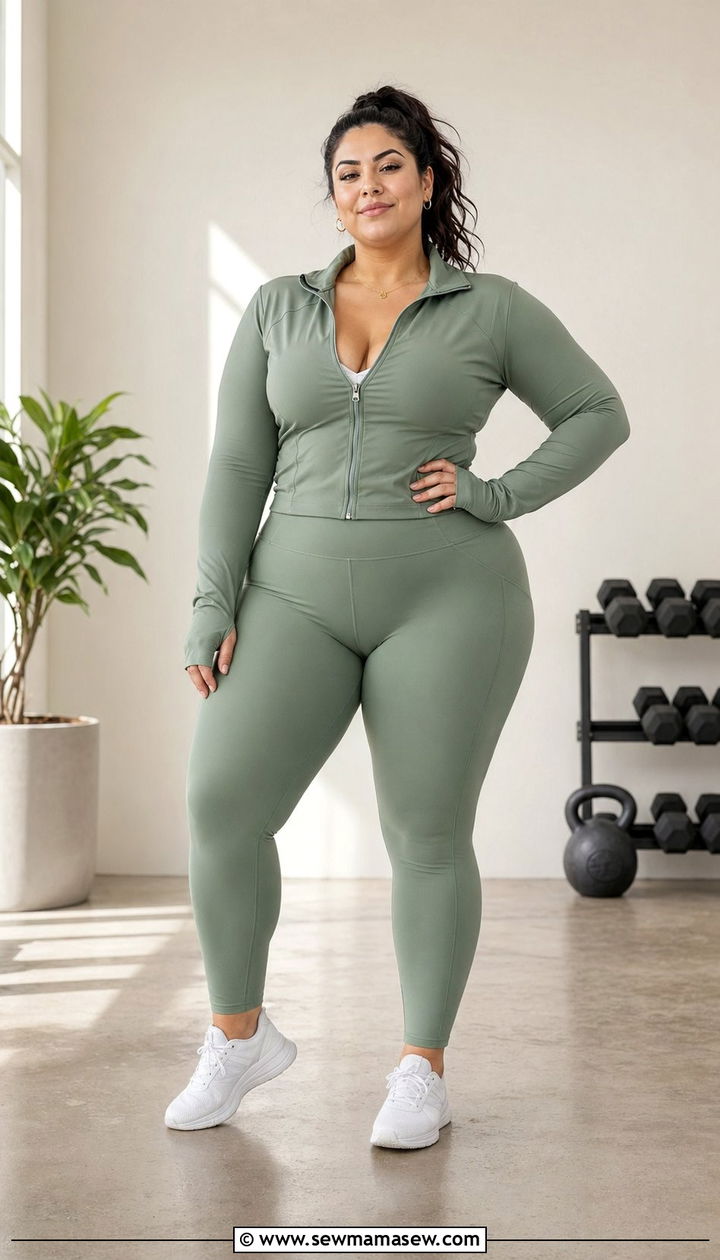 Matching Workout Set With Zip Up Jacket - 35 Plus size workout outfit ideas