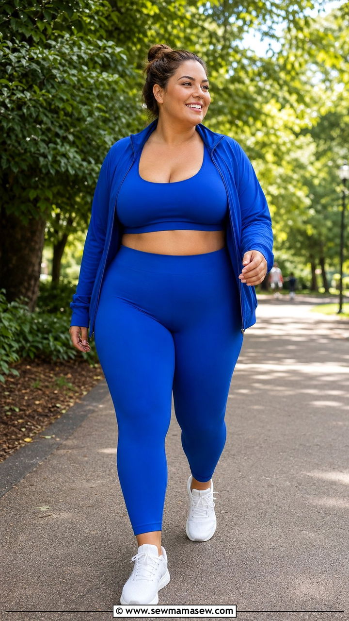 Matching Workout Set with Zip Up Jacket - 35 Plus size workout outfits