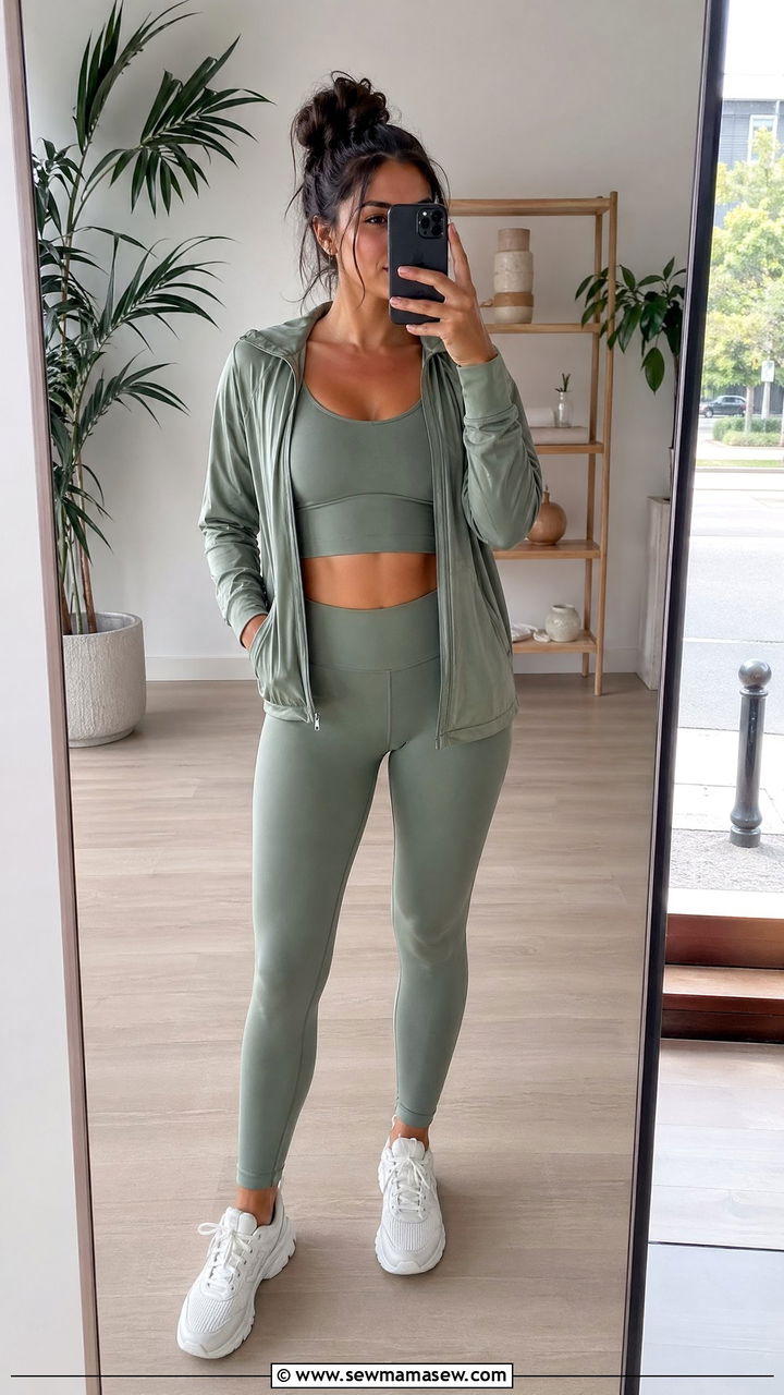 Matching Yoga Set With Zip Up Jacket - 35 Yoga instructor outfit ideas
