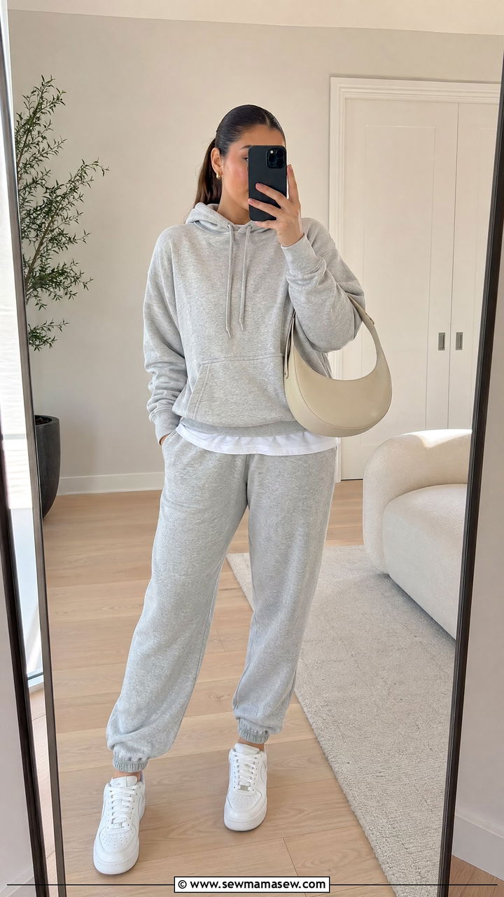 Matching jogger and hoodie set - 35 sporty chic outfits ideas