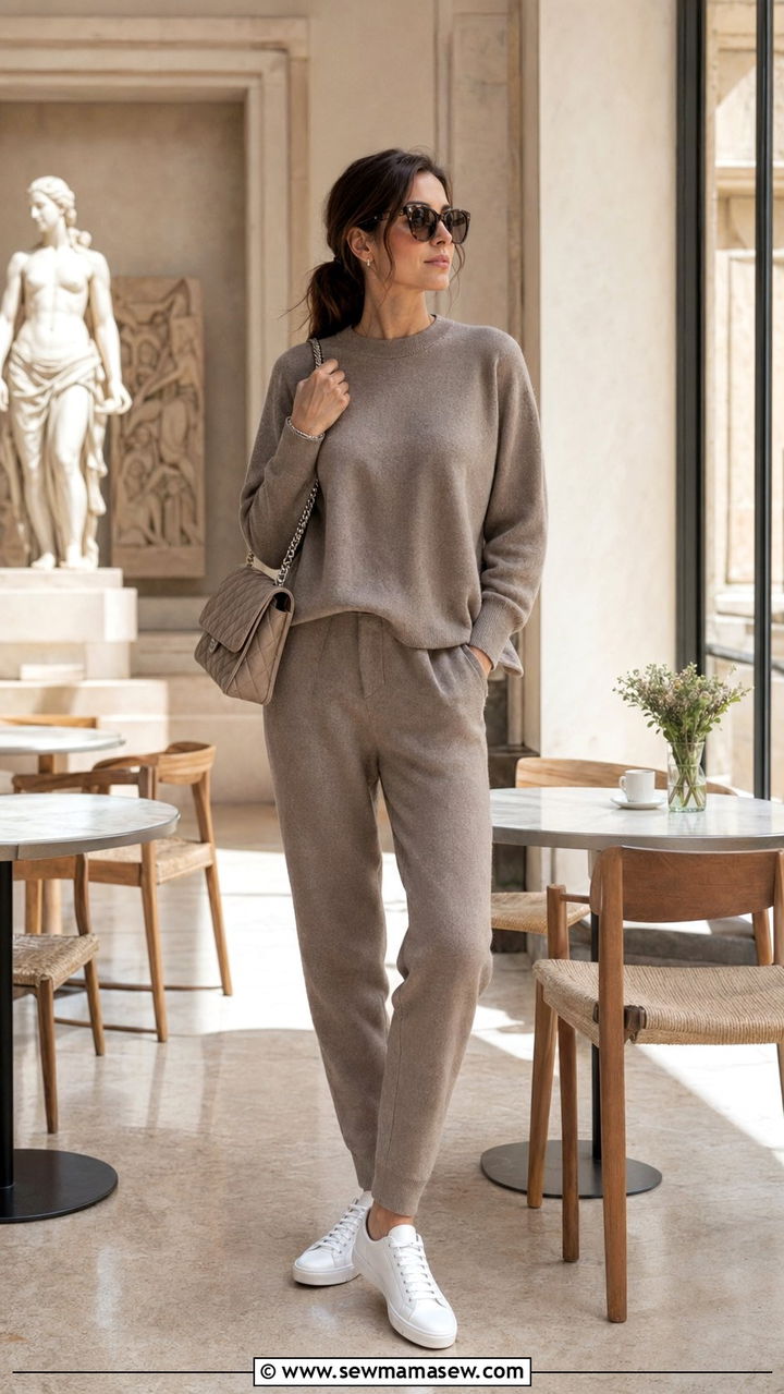 Matching knit lounge set museum outfit - 35 museum outfit ideas