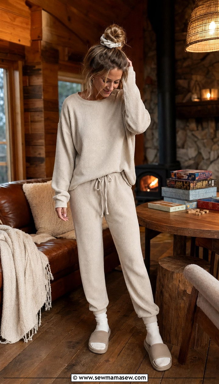 Matching knit lounge set outfit - 35 Mountain vacation outfit ideas