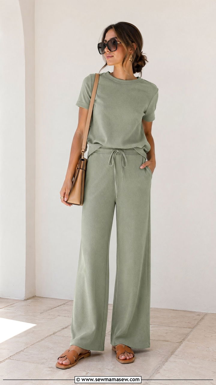 Matching knit set with sandals spring - 35 spring simple outfit ideas