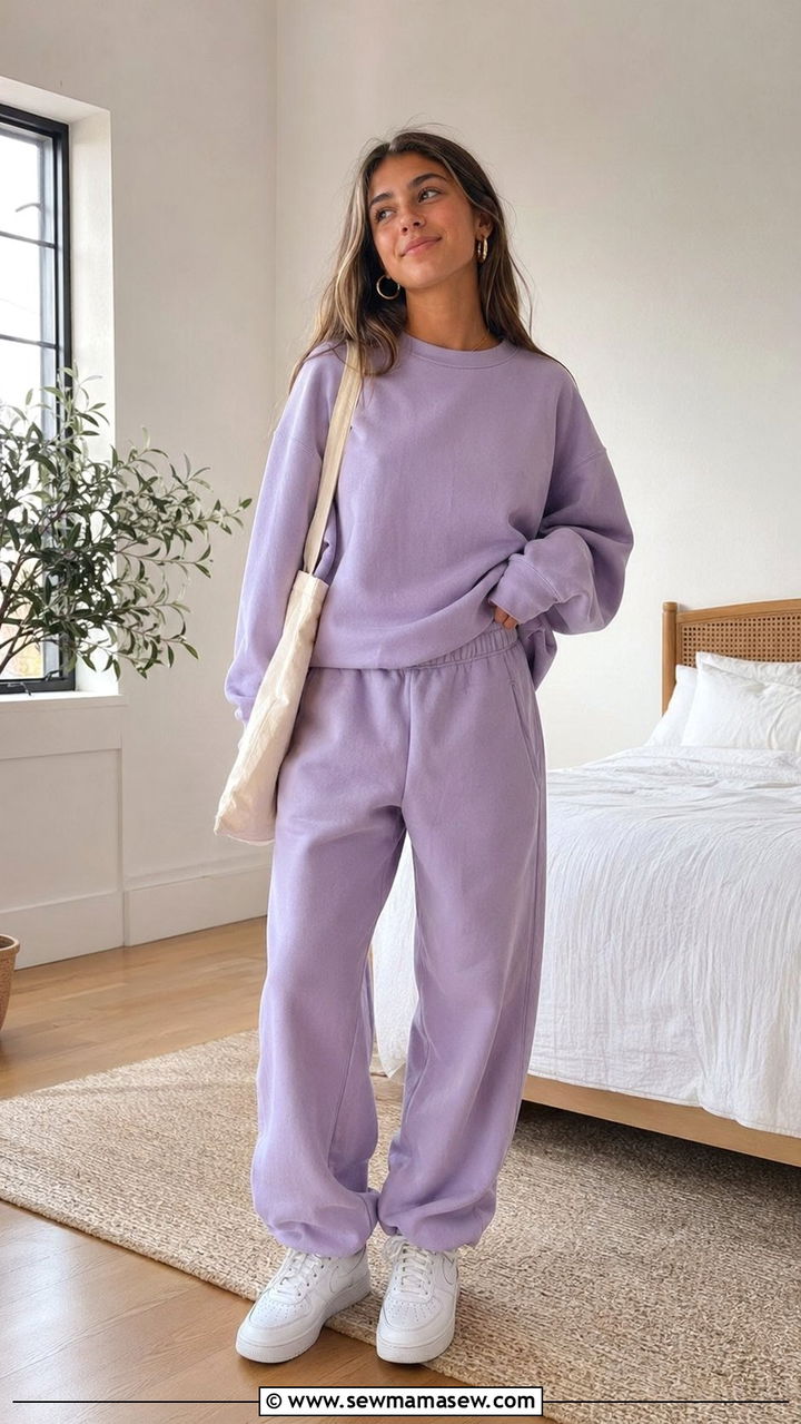 Matching sweatsuit set with sneakers - 35 Outfit ideas for teens