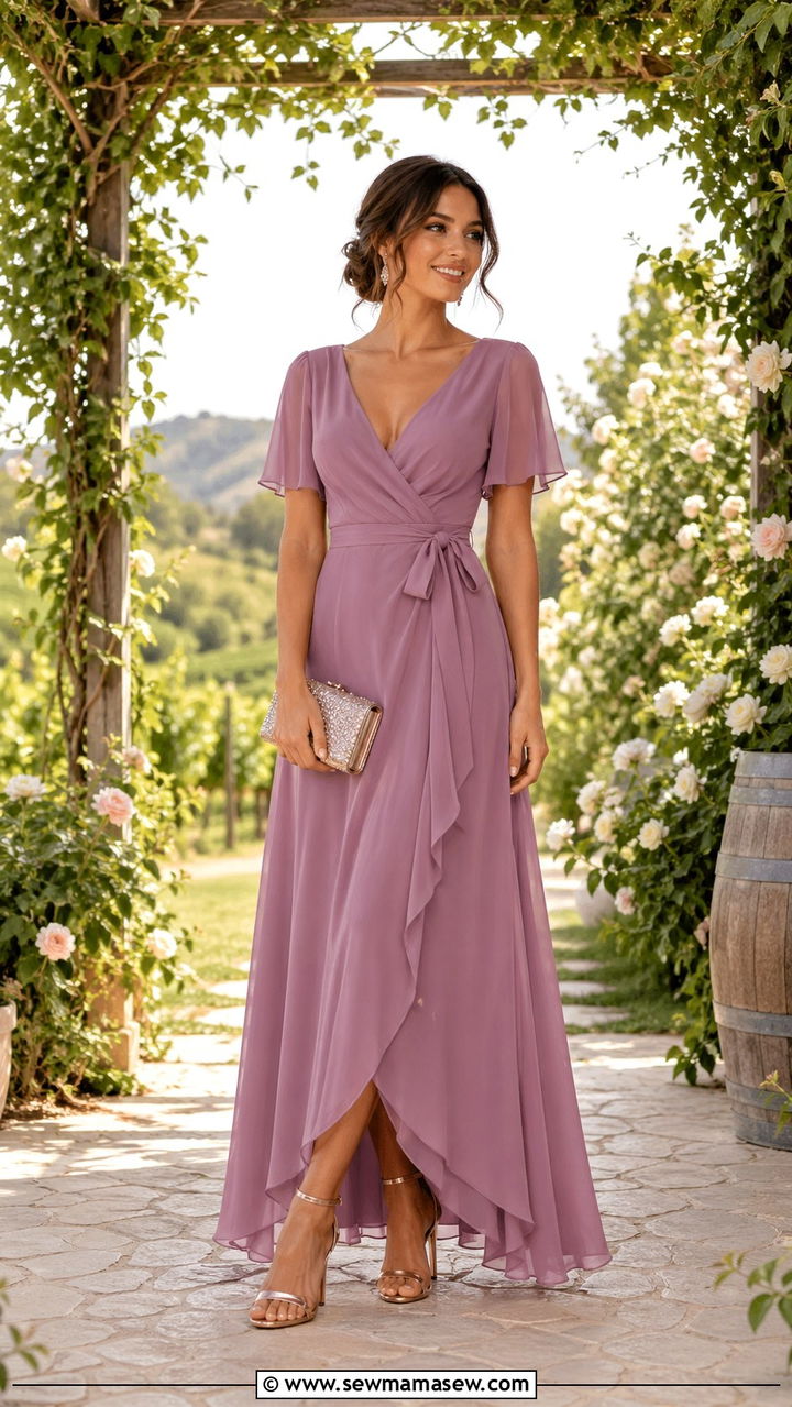 Mauve maxi dress for wedding - 40 All mauve outfit ideas