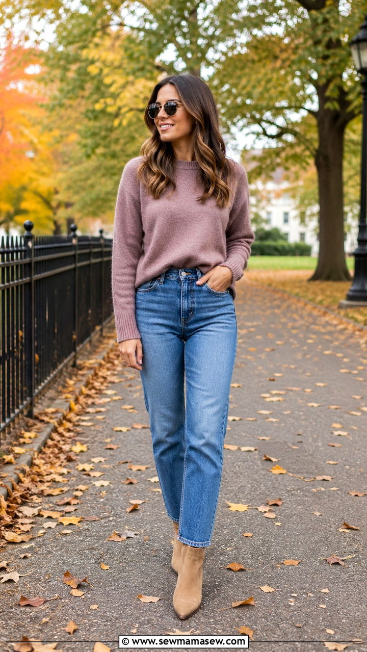 Mauve sweater with jeans - 40 All mauve outfit ideas
