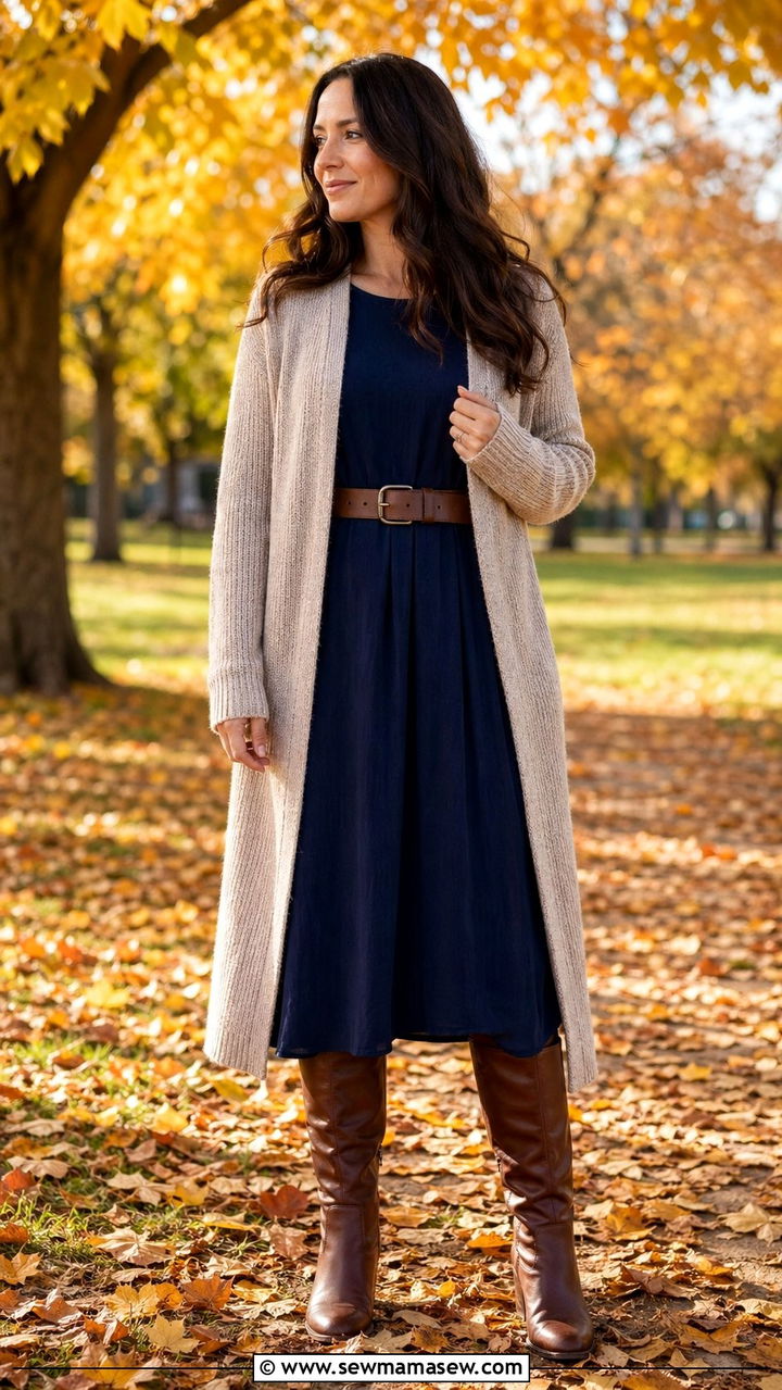 Maxi Dress Layered with Cardigan or Blazer Outfit - 35 modest outfit ideas for women