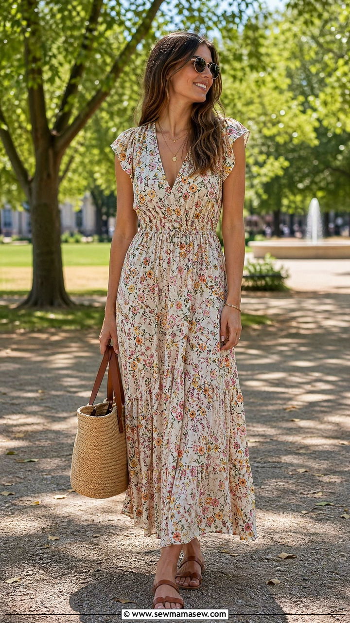 Maxi Dress With Flat Sandals Outfit - 35 casual outfits for tall women