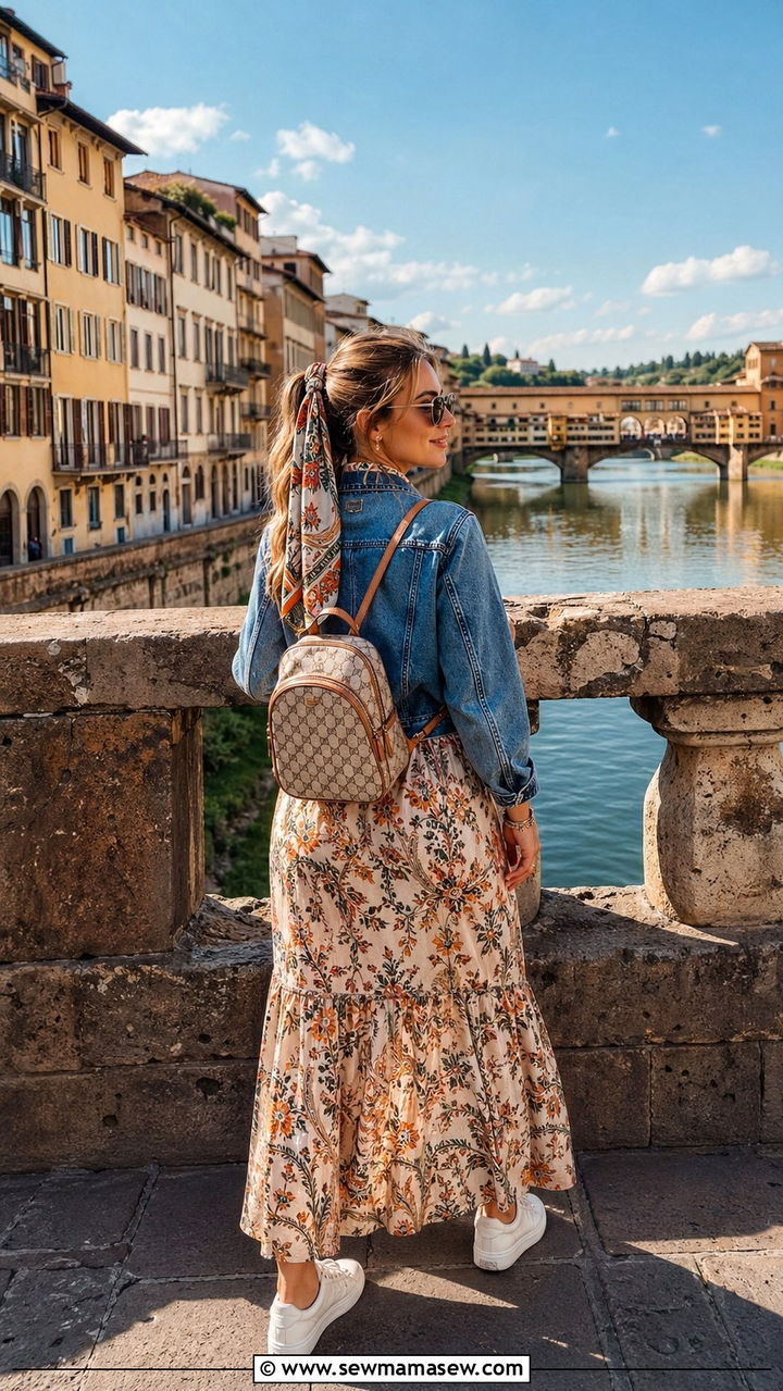 Maxi Dress and Sneakers Layered Look Italy Spring - 30 spring italy vacation outfit ideas