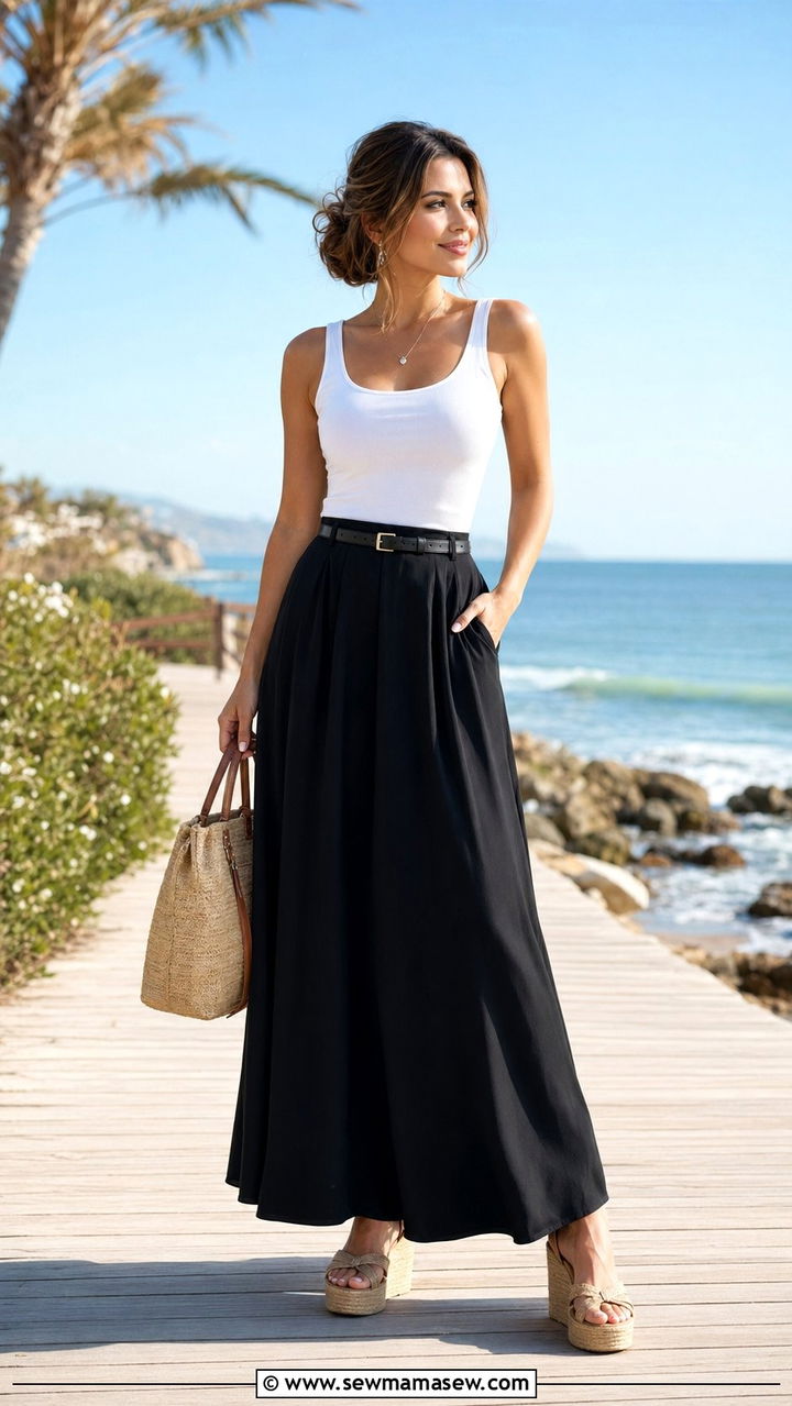 Maxi Skirt With Fitted Tank Top - 30 Best skirts for petite women
