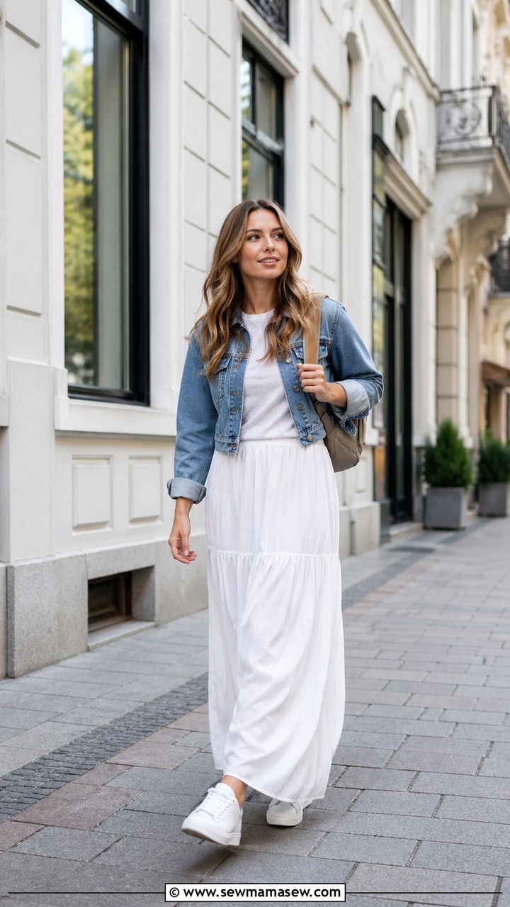 Maxi Skirt With Sneakers And Tee - 30 spring maxi skirt outfit ideas