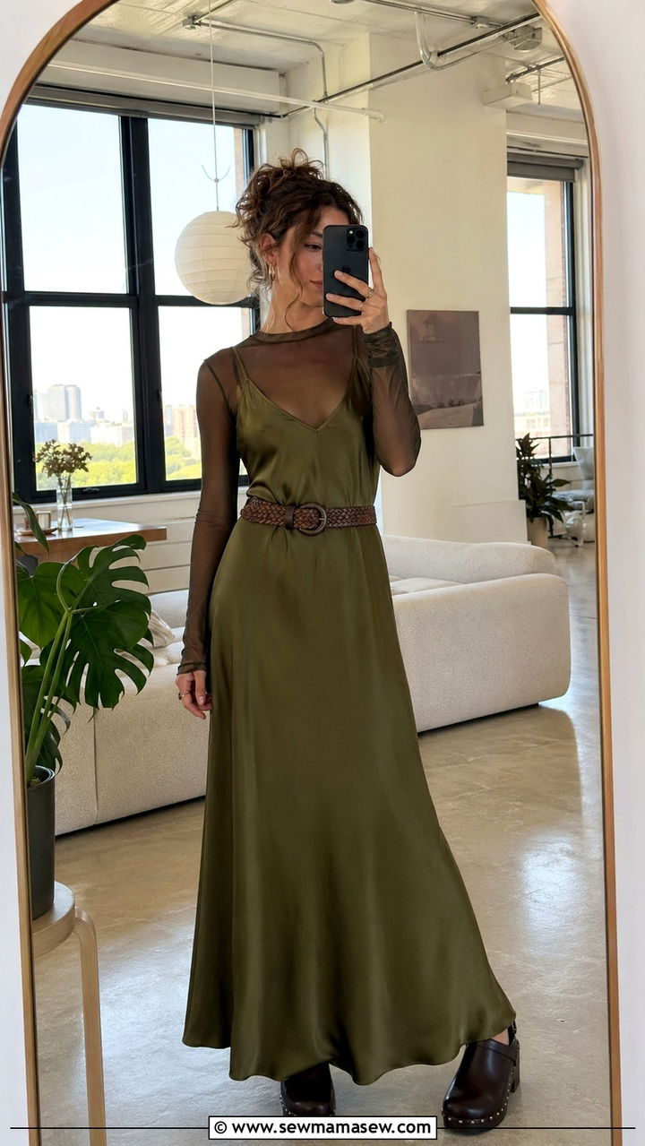 Maxi Slip Dress With Chunky Clogs - 30 Spring boho outfits 2026