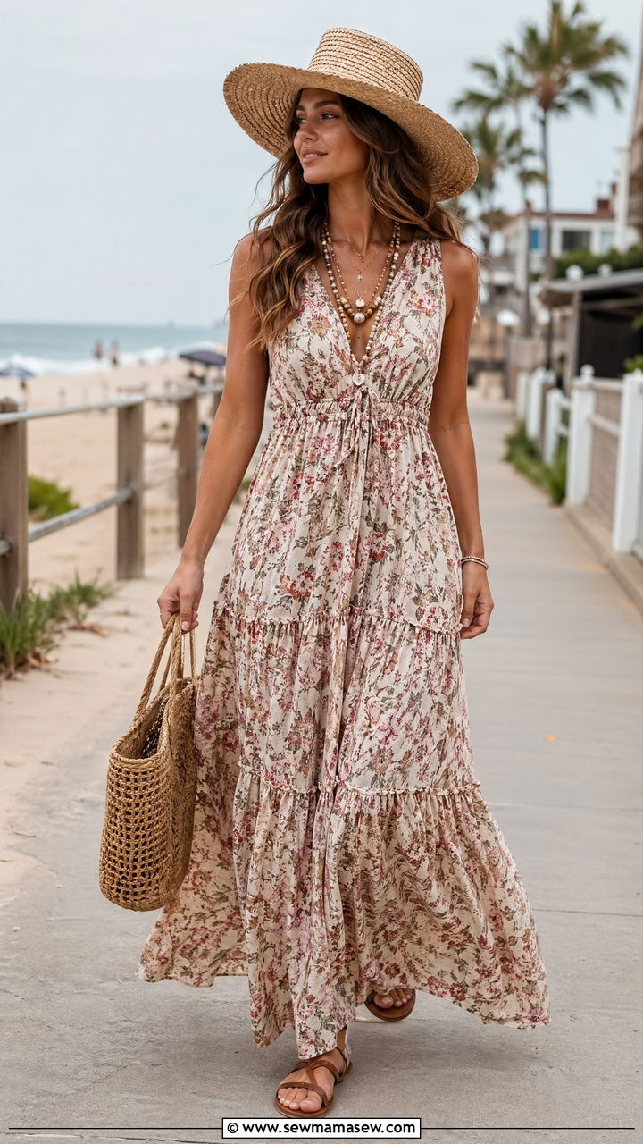 Maxi dress and flat sandals outfit - 35 Spring outfits for young women