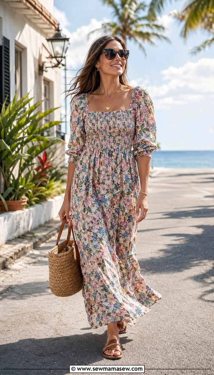 Maxi dress and flat sandals outfit - 35 Outfit ideas for moms