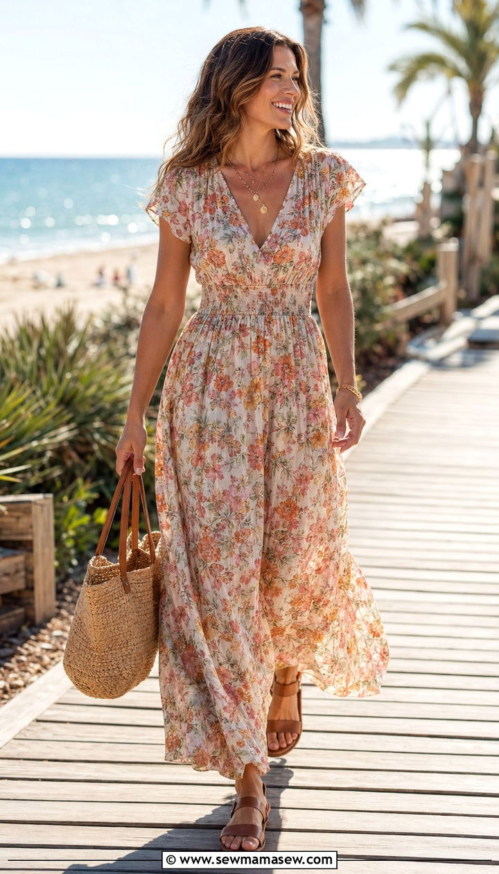 Maxi dress and flat sandals summer Style - 35 Outfit ideas for women in their 30s