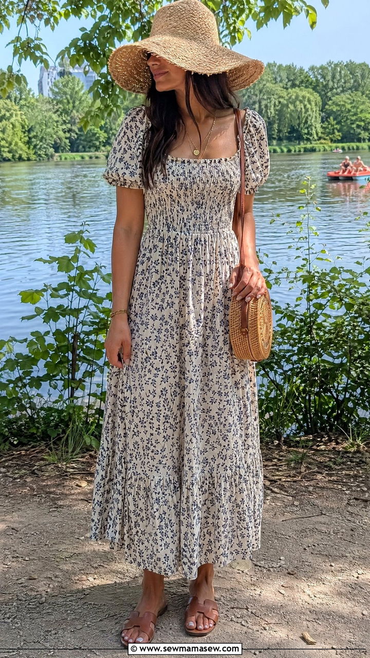 Maxi dress with an oversized sun hat and flat sandals - 40 What to wear in Berlin