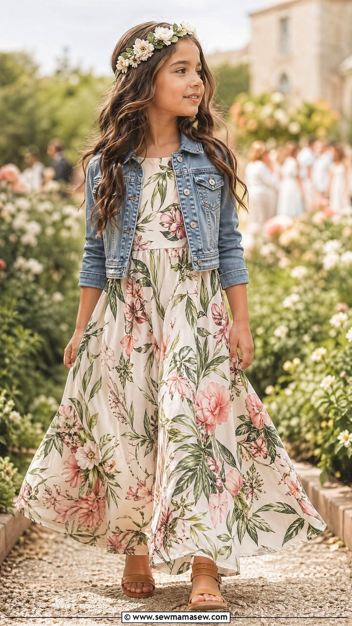 Maxi floral dress for spring - 35 Spring outfits for little girls