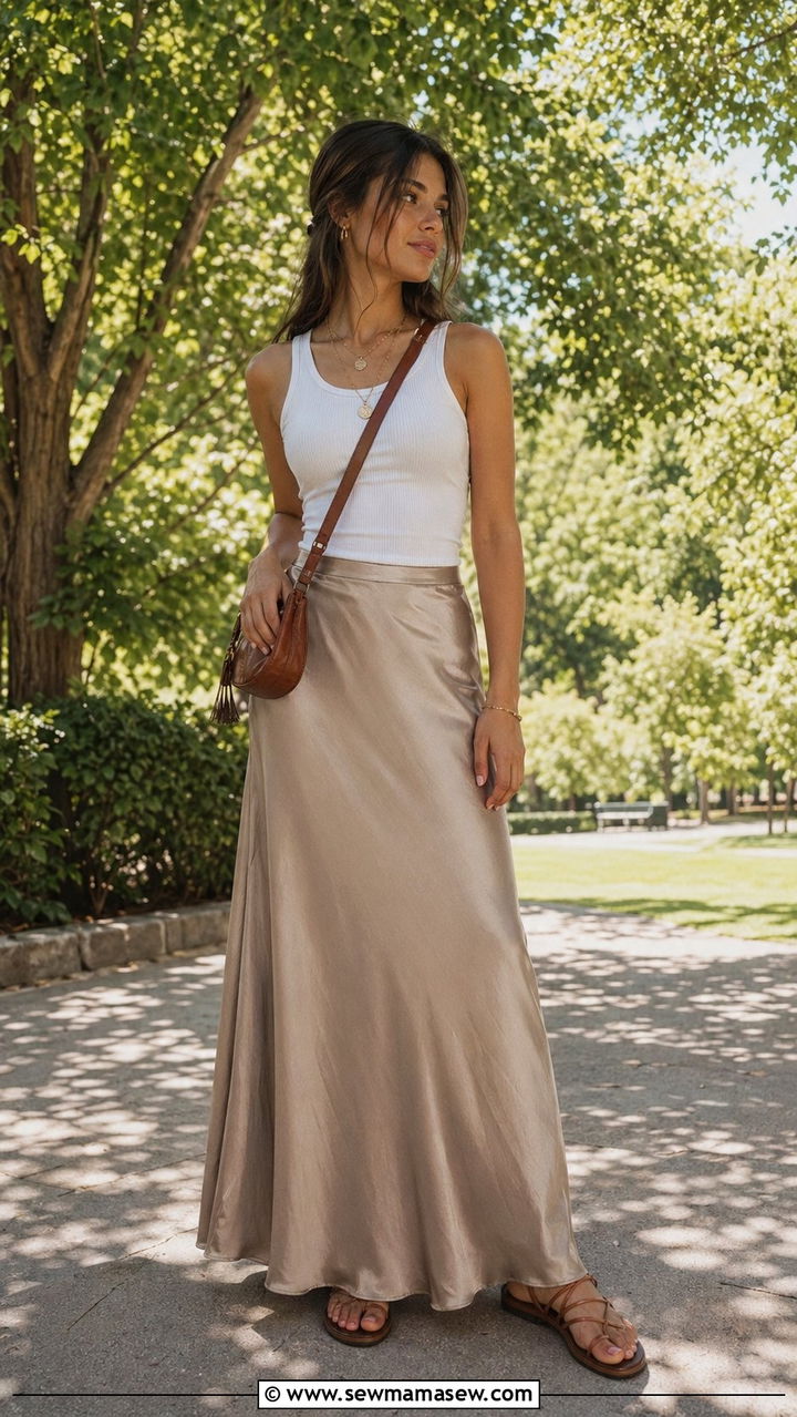 Maxi skirt with fitted tank top - 35 Outfit ideas for teens