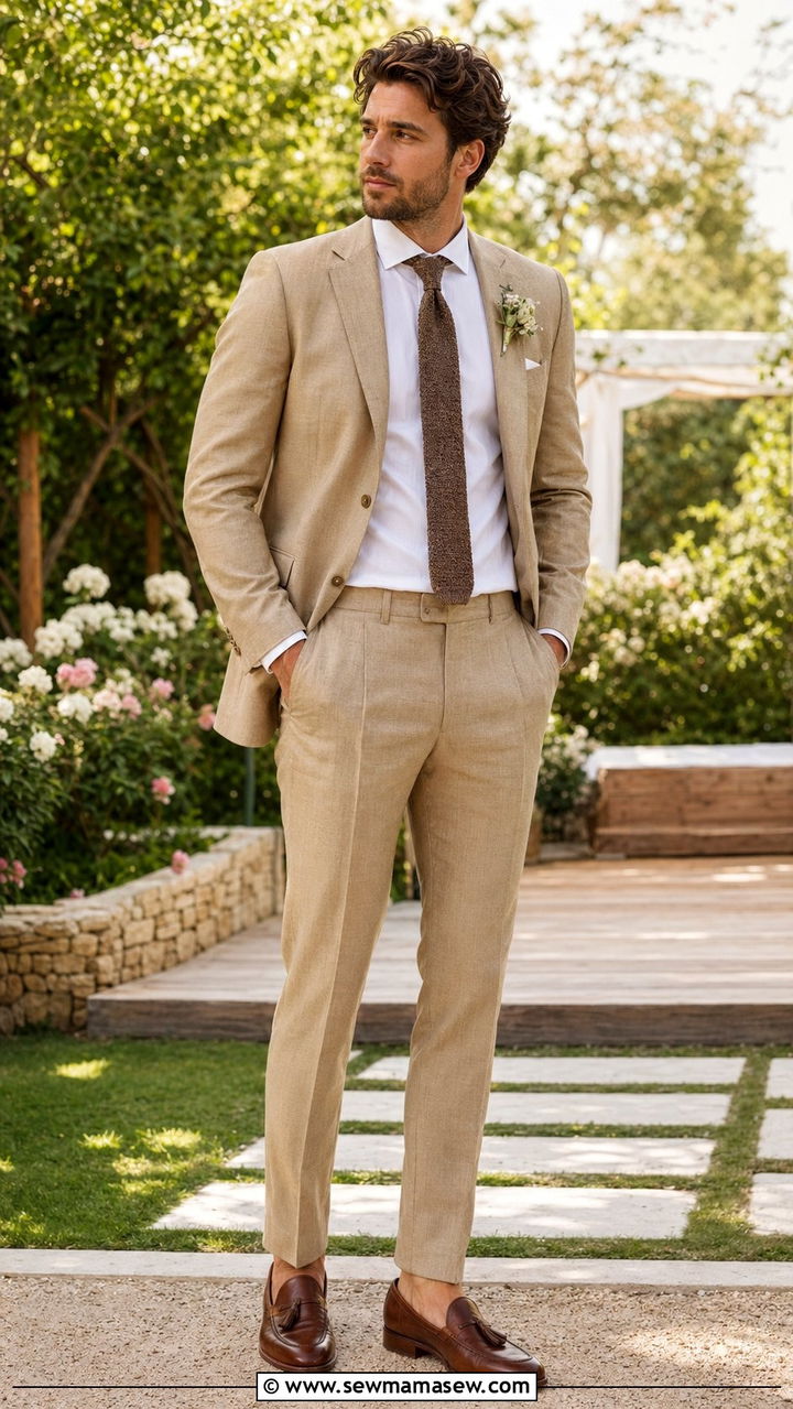 Mens Linen Suit With Loafers - 30 Backyard wedding guest outfit ideas